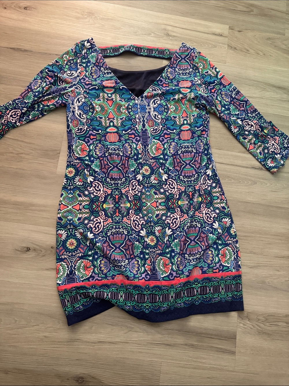 Laundry By Shelli Segal Navy Multicolor Printed Shift Dress - Picture 3 of 8